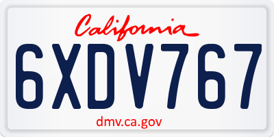 CA license plate 6XDV767