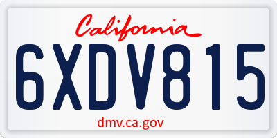 CA license plate 6XDV815