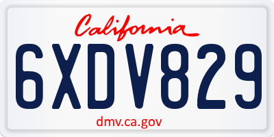 CA license plate 6XDV829