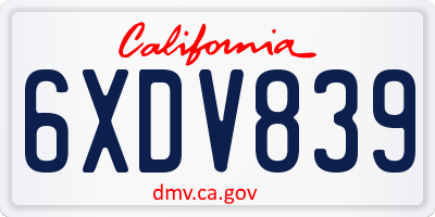 CA license plate 6XDV839