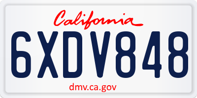 CA license plate 6XDV848