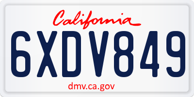 CA license plate 6XDV849