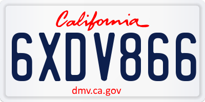 CA license plate 6XDV866