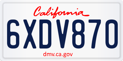 CA license plate 6XDV870