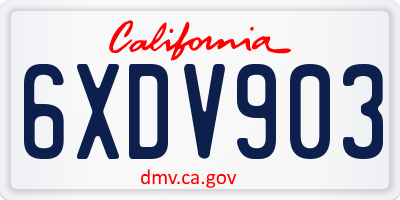 CA license plate 6XDV903