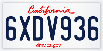 CA license plate 6XDV936
