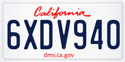 CA license plate 6XDV940