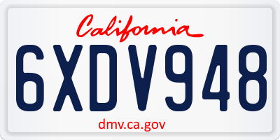 CA license plate 6XDV948