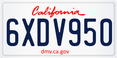 CA license plate 6XDV950