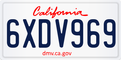 CA license plate 6XDV969
