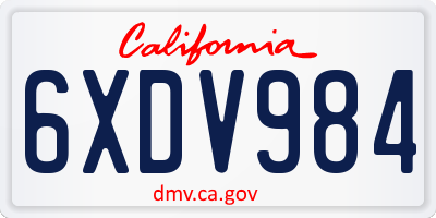 CA license plate 6XDV984