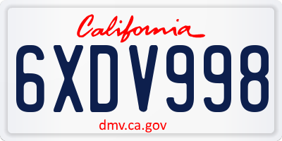 CA license plate 6XDV998
