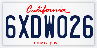 CA license plate 6XDW026