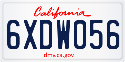 CA license plate 6XDW056