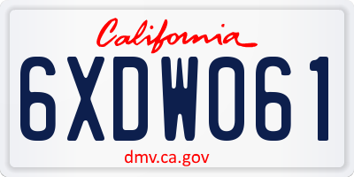 CA license plate 6XDW061