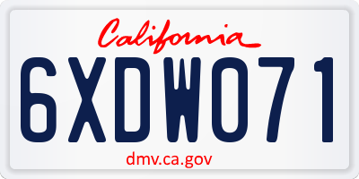 CA license plate 6XDW071