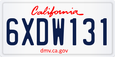 CA license plate 6XDW131