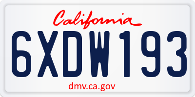 CA license plate 6XDW193