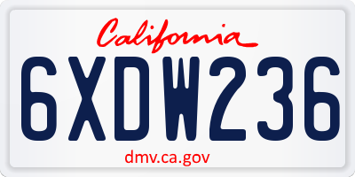 CA license plate 6XDW236
