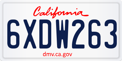 CA license plate 6XDW263