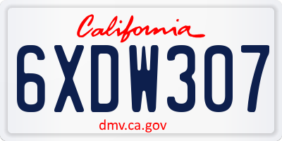 CA license plate 6XDW307