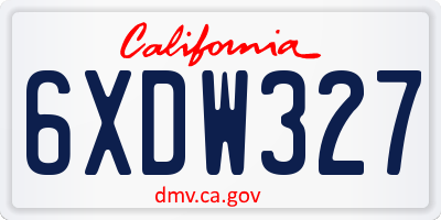 CA license plate 6XDW327