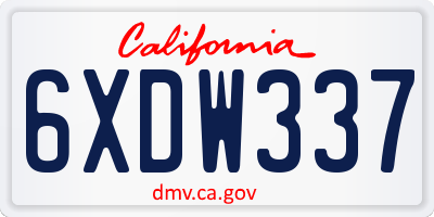 CA license plate 6XDW337