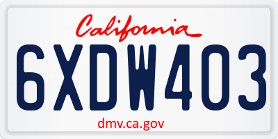 CA license plate 6XDW403
