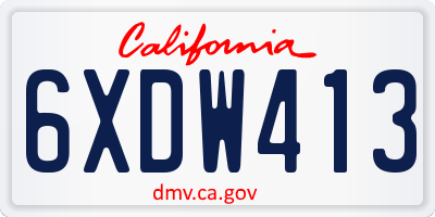 CA license plate 6XDW413