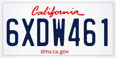 CA license plate 6XDW461