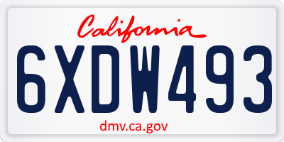 CA license plate 6XDW493