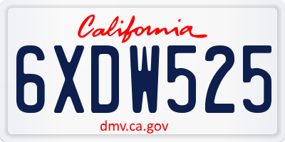 CA license plate 6XDW525