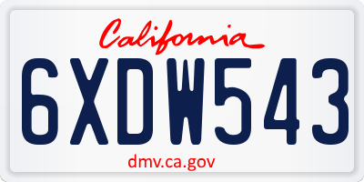 CA license plate 6XDW543