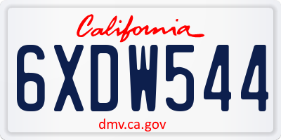 CA license plate 6XDW544