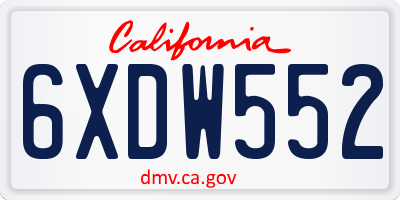 CA license plate 6XDW552