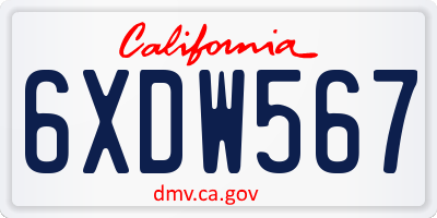 CA license plate 6XDW567