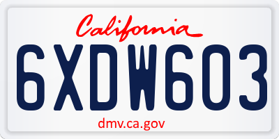 CA license plate 6XDW603