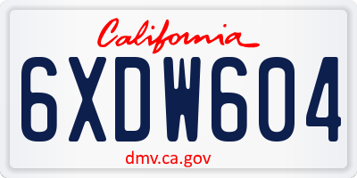 CA license plate 6XDW604