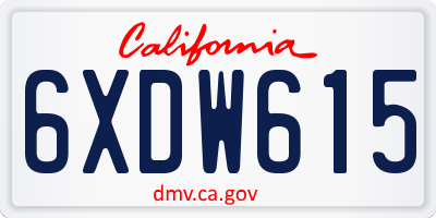 CA license plate 6XDW615