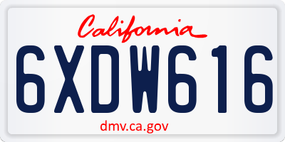 CA license plate 6XDW616
