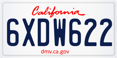 CA license plate 6XDW622
