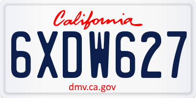 CA license plate 6XDW627