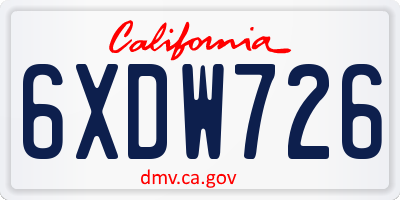 CA license plate 6XDW726