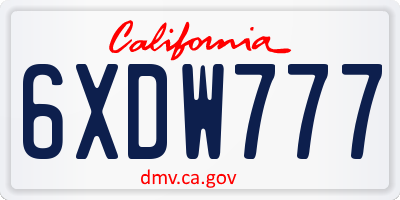 CA license plate 6XDW777