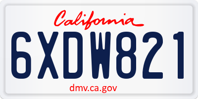 CA license plate 6XDW821