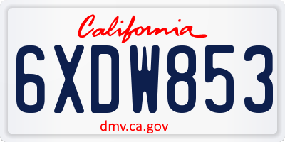 CA license plate 6XDW853