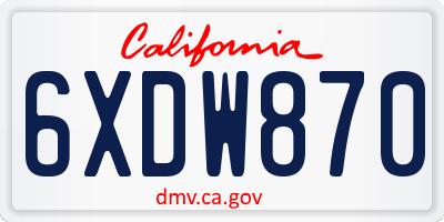 CA license plate 6XDW870