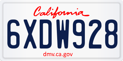 CA license plate 6XDW928