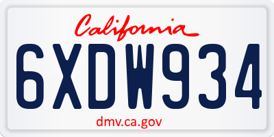 CA license plate 6XDW934