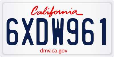 CA license plate 6XDW961